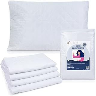 Gracelinen White Pillow Cases Pack of 4 Microfiber Quilted Pillow Protectors Zipped - Comfortable Easy to Clean 75x50 cm Pillow Covers Protectors