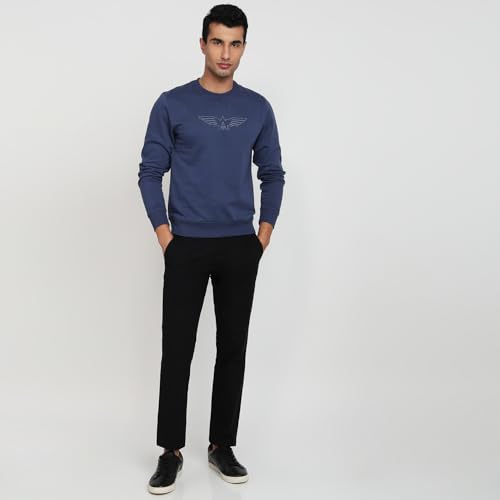 Image of Park Avenue Men Slim Fit Solid Pattern Cotton Polyester Blend Round Neck Full Sleeve Casual Sweatshirt