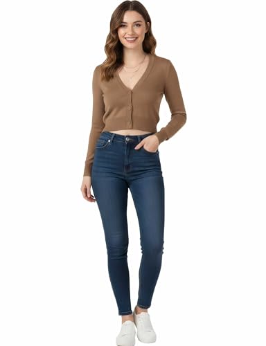 Image of Allsense Women's Cropped Bolero Shrug Cardigan | 3 /4 Sleeve, Button Down, Lightweight Knit Sweater
