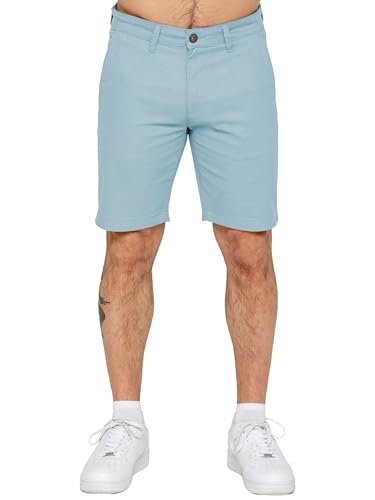 Image of 989Zé ENZO Mens Stretch Chino Shorts Casual Cotton Regular Fit Summer Half Pants (UK, Waist, 34, Regular, Regular, Sky Blue)