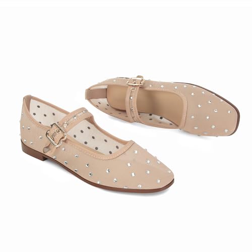 DOEYG Mesh Ballet Flats Shoes for Women Leopard Animal Print Mary Jane Flats Shoes Square Toe Dress Casual Comfortable Velvet Ballerina Shoes3