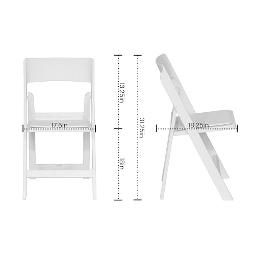 Image of Flash Furniture Hercules Tucker Commercial White Resin Folding Chair - Lightweight, Vinyl Padded Removable Seat, Indoor Outdoor Use, Event & Wedding Ready