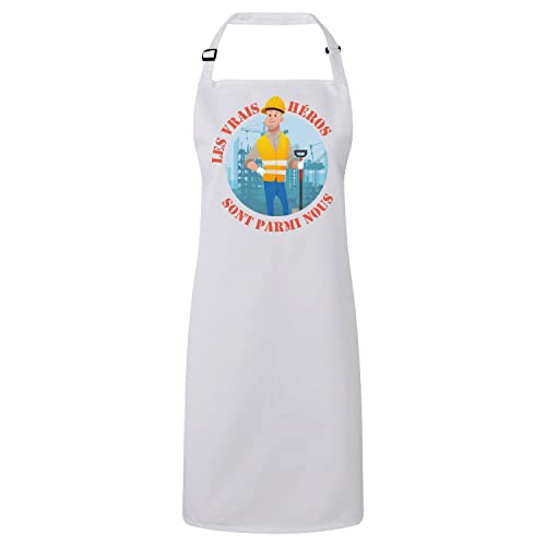Tablier cuisine premium Les Vrais Héros ouvrier du bâtiment textile