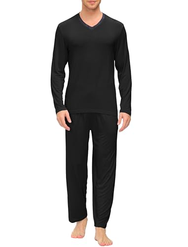 Image of JINSHI Men's Pajama Sets Soft Lightweight Sleepwear Nightwear with Pocket