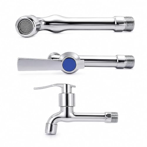Image of Furiq Bath Spoon Stainless Steel Long Heavy Body Tap for Bathroom & Kitchen Taps with Brass Disk Chrome Finish and Quarter Turn Fitting Wall Flange and Teflon Tape