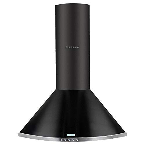 Image of Faber 60 cm 1095 m /HR Pyramid Kitchen Chimney (HOOD TENDER 3D BK T2S2 LTW 60, 2 Baffle Filters, Black)