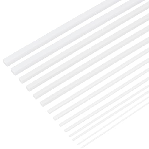 BENECREAT - BENECREAT 48Pcs 7 Styles Square ABS Plastic Rod, Square Solid Bar Rods Smooth Plastic Tube Rods for DIY Model Material, Architectural Model Making, DIY Sand Table