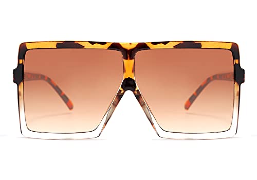 FEISEDY Women Square Oversized Sunglasses Flat Top Fashion Big Stylish Large Frame UV400 B2539