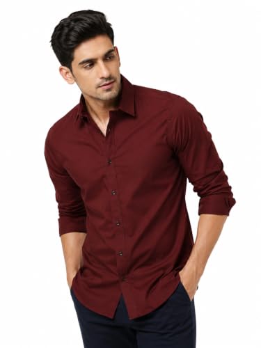 Image of Youth First Men's Cotton Blend Casual Shirt for Men | Regular Fit Solid Full Sleeve | Soft Comfortable Button-Down Collared Shirt for Office, Casual, Party & Formal Wear
