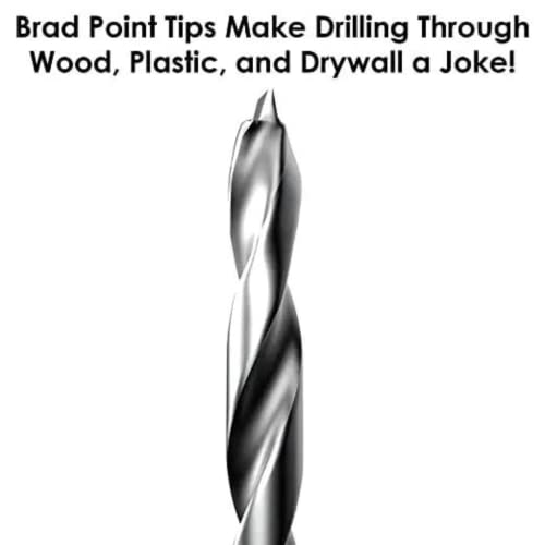 Baker And Bolt Extra Long 12" Brad Point Drill Bit Set For Wood Stainless Steel Wood Drill Bits Set | Pack Of 10 With Storage Sleeve #TOP1
