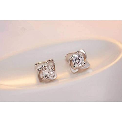 Pendientes flor de cristal plata 925 como regalo de joyería elegante para niñas y mujeres 4