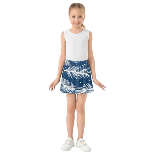Feather Blue Athletic Shorts for Girls Skorts Tennis Skirts for Kids Floral School Skirt 3t3