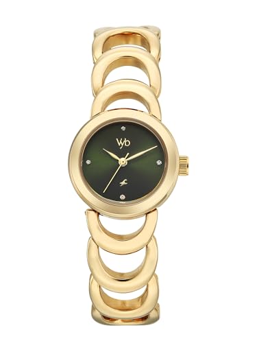 Fastrack Vyb Bliss with Quartz Analog Green Dial Gold Alloy Strap Watch for Girls - FV60131YM01W