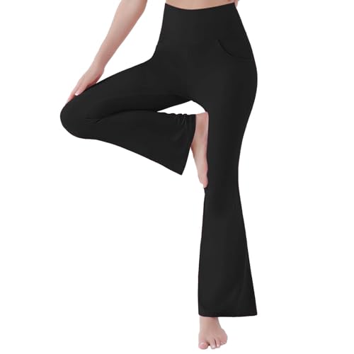 Pantalones de yoga para mujer, pantalones deportivos de pilates, cómodos, elásticos, corte bootcut, cintura alta, pantalones de ocio, control de abdomen, pantalones de entrenamiento, pantalones de