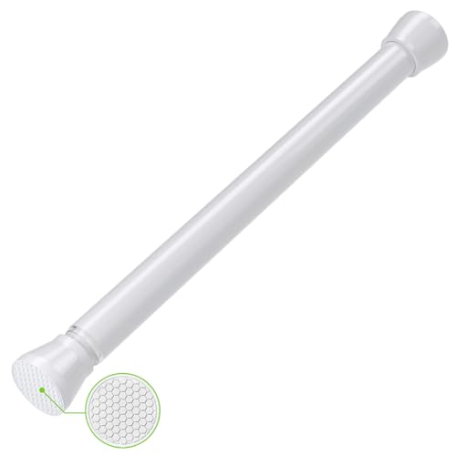 Image of White Tension Rods 16 to 26 Inch Tension Curtain Rod Small Tension Rods Adjustable Curtain Rod Spring Curtain Rods No Drilling Expandable Pressure Spring for Closet Kitchen