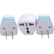 Power Adapter,3 Pack American Outlet Adapter,UK, Canada, Mexico,Europe,Australia,India,China,Japan to USA,Travel Plug Converter with Ground Pin,White