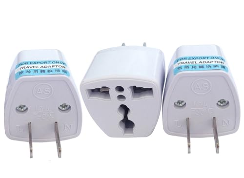 Power Adapter,3 Pack American Outlet Adapter,UK, Canada, Mexico,Europe,Australia,India,China,Japan to USA,Travel Plug Converter with Ground Pin,White
