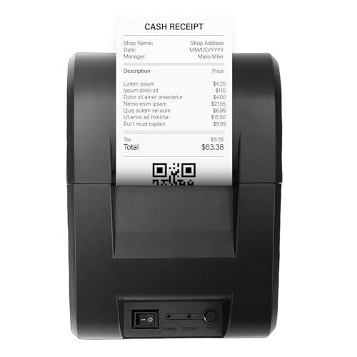 ERYUE Impresora de Recibos de Escritorio USB 58 Mm con Impresión Alta Definición, Ideal para Supermercados, Soporte Velocidad 60 Mm/s Comando ESC/POS para Tiendas Minoristas (Enchufe Europeo)