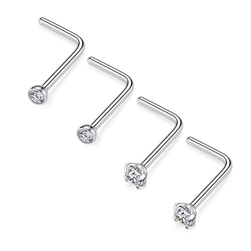 G23 Titanium Sparkly CZ Nose Screw Stud 2mm Tiny CZ Nose Stud 20G Nose Stud Screw Nose Stud Piercing Jewelry