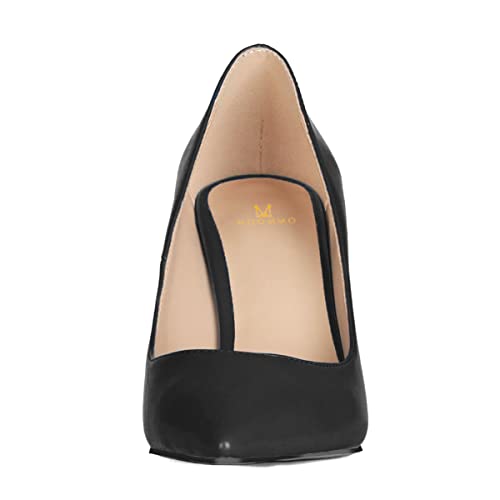MOOMMO High Heel Wedge Pumps for Women Pointed Toe Slip On Matte Patent Leather Closed Toe 4 Inch Wedge Heels Dress Sandals Shoes Arch Support Comfortable for Office Ladies Party Wedding 4-12 M US3