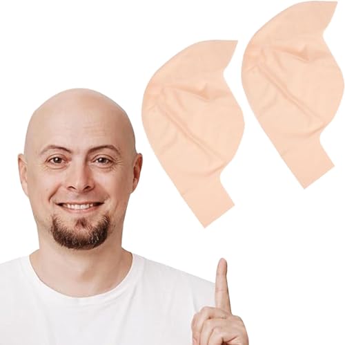 FUIN 2 Pack Bald Caps, Latex Bald Wig Caps, Movie Costume Decoration Items for Men and Women, Suitable for Halloween, Stage, Theater, Movie, Cosplay Accessory for Kids Adults Teens (Small Large size)