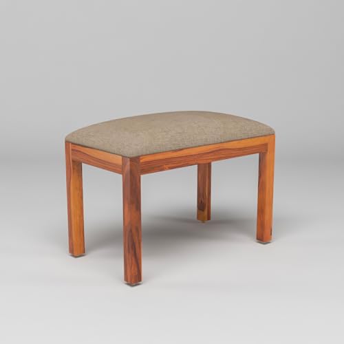 Image of Sheesham Wood 2 Chair with 1 Bench Dining Table Set with Cushioned Chairs for Dining Room | Living Room | Home & Office | (4 Seater with Bench, Honey B)