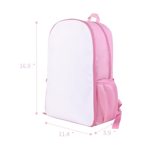 4PCS 16 inch Heat Transfer Sublimation Blank Backpack DIY Custom Children Plain School Bag Students Bagpack for Printing Drawing(Pink)2