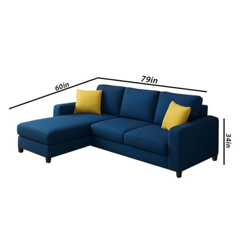 Image of Casaliving Rolando 4 Seater L Shape Sofa Set with 2 Puffy for Living Room (Blue) Left Side Sofa Set for Living Room | Hall| Office Room