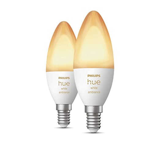 Philips Hue White Ambiance E14 LED Lampe Doppelpack, dimmbar, alle Weißschattierungen, steuerbar via App, kompatibel mit Amazon Alexa (Echo, Echo Dot) 2