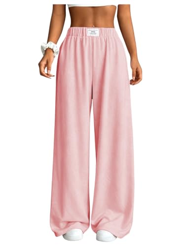 Image of SOLY HUX Girl's Wide Leg Sweatpants Elastic High Waisted Loose Baggy Pants with Pockets