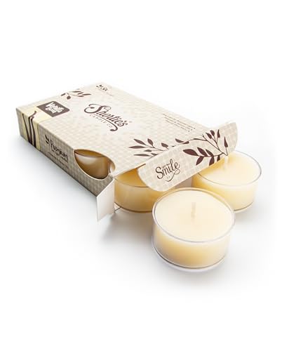 Vanilla Bean Premium Tealight Candles - 6 Beige Highly Scented Tea Lights - Beautiful Candlelight - Made in The USA - Bakery & Food Collection
