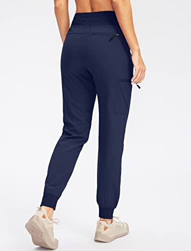 Santiny Women's Hiking Cargo Joggers Pants With 5 Zipper Pockets Lightweight Quick Dry High Waisted Outdoor Travel Pants (Navy_M) #TOP1