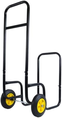 Miniatura 4 de Carrito de leña para leña, para exteriores o interiores, para exteriores o interiores, transportador de almacenamiento de madera de acero negro -