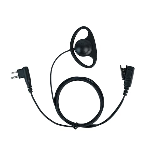 Klykon Ear Pieces for Motorola Radios 2 Pin D Shape Police Earpiece Headset with Mic Ptt for Motorola 2 Way Radio Wakie Talkie Cls1110 Cp200d Cp200