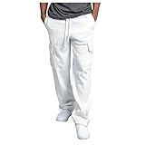 SOOUICKER Cargohose Herren Baggy Breite Jogginghose Herren Dicker Stoff Cargohose Herren Viele Taschen Jogginghose Herren Ohne Bund Unten mit Seitentaschen Cargohose Herren Regular Fit Gummizug