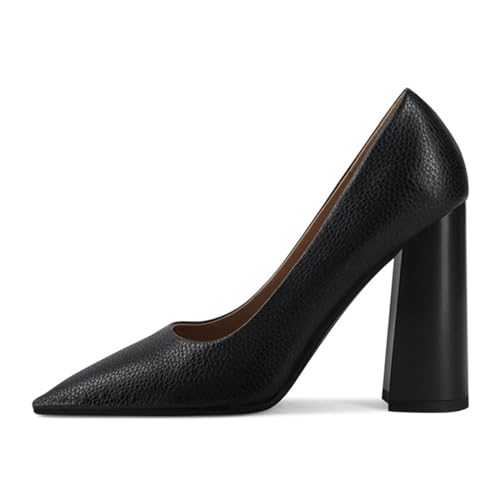 Women’s Pumps High Chunky Heel Slip On Pointed Toe Shoes Working Business Daily Size 4-16 US2