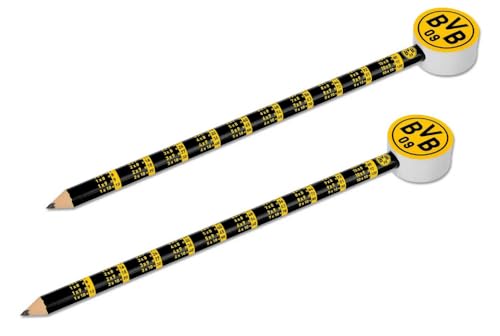 Borussia Dortmund Bleistift 2er Set mit Logo-Radiergummi BVB 09 Borussia Dortmund Bleistift 2er Set mit Logo-Radiergummi BVB 09