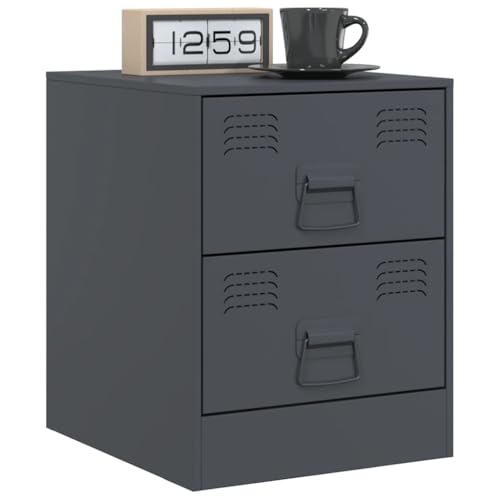 Table de chevet anthracite lot de 2 meuble bas d'appoint industriel table de nuit - 4