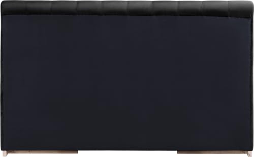 Image of Meridian Furniture AmaraBlack-K Collection Modern | Contemporary King Bed, Ultra Luxe Black 460 GSM Velvet, Natural Finish, Solid Wood Base and Inner Frame, 82.5 inch W x 99 inch D x 51 inch H, Black, King