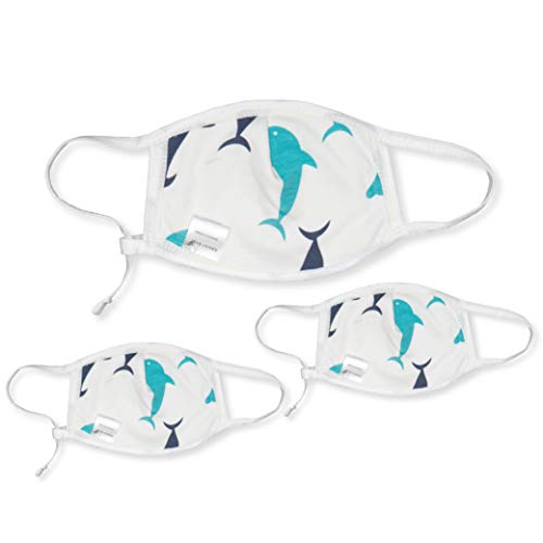 KaWaii Cloth Face Mask, Waterproof Reusable Boy Girl Face Covering For 2-5 Years Old, Pack of 3 Shark