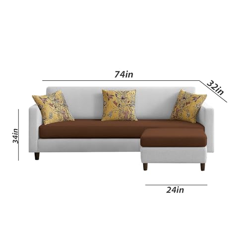 Image of Casaliving Premium Lifestyle Fabric 5 Seater L Shape Sofa Set 4 Seater Modern Sofa Set & Ottoman for Living Room (Brown Grey Color)