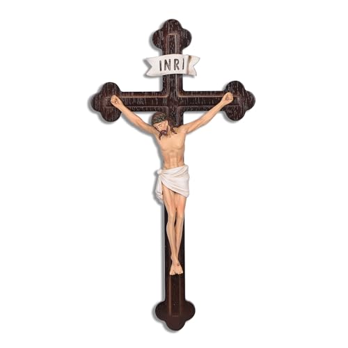 Crucifix Jésus en bois QIADGE robuste à suspendre pour remplacer les décorations fragiles