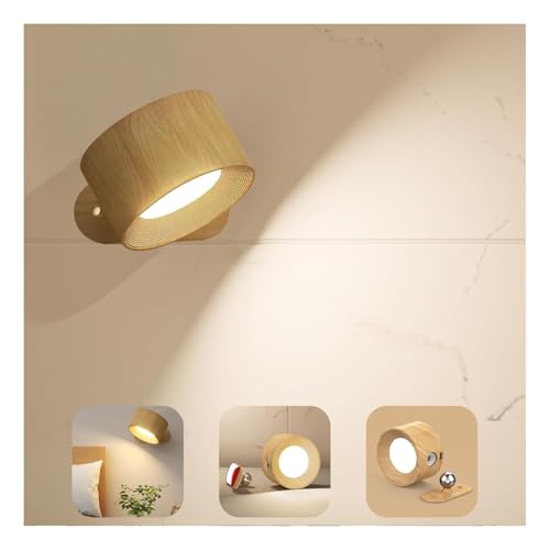 AKSDA Rechargeable Wall Sconce, Battery Operated LED Reading Light with 360-Degree Rotation Magnetic...