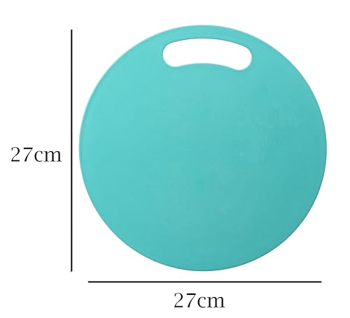 Image of Kitchen Cutting Board Turquoise Plastic Large Size with Handle (27Cm X 27Cm) (Round)