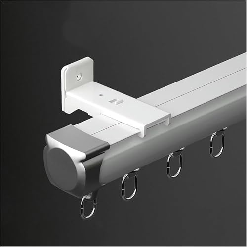 Extra Long Curtain Track Wall Mount Heavy Duty, 32 29 26 23 19 16 14 13ft, Indoor Outdoor Curtain Rail Single Aluminum Curtain Rod Channels With Fittings(White,2m/6.5ft)