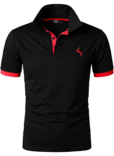 Hood Crew Men’s Classic Polo Shirt Short Sleeve Shirts Lightweight Casual Tops Black L #TOP1