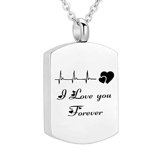 Aotiwe Collar para mujer, joyería de cremación para cenizas para mujer, collar con forma de línea 'I Love You Forever', acero inoxidable, 50 cm, 1.9x3.3cm, Acero inoxidable, Sin piedra preciosa