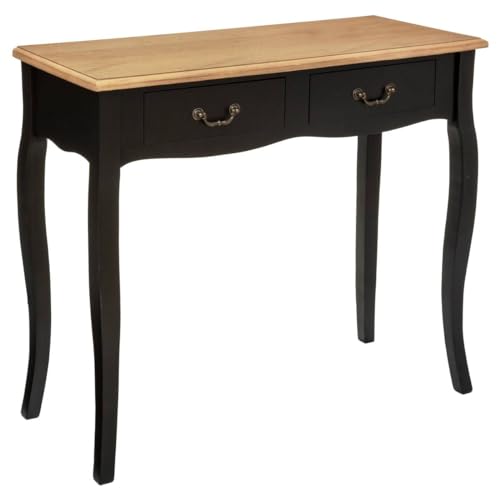 Atmosphera - Console Chrysa Noir et Bois 87 x 34 x 78 cm, 2 Tiroirs, Style Baroque - pour Entrée,...