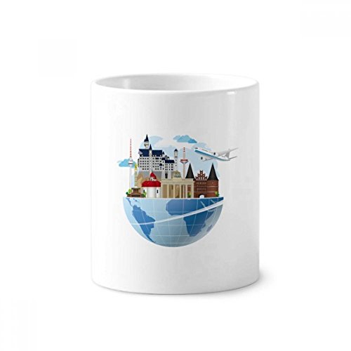 Gobelet céramique motif avion Allemagne pour organiser stylos et brosses à dents