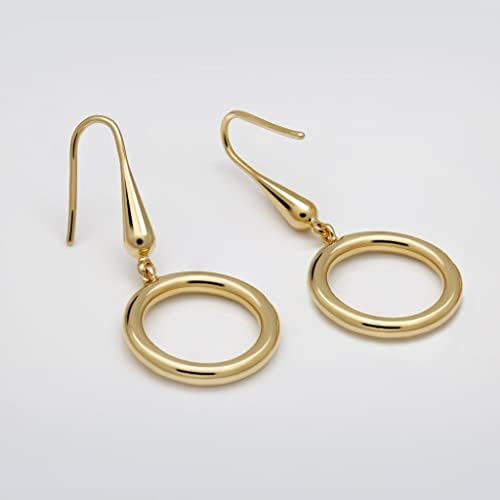 Pendientes Aro Fiama Chapados en Oro de 18K - Diseño Artesanal - 4 cm de Largo - Aro de 1,8 mm de Diámetro - Latón - Hipoalergénicos